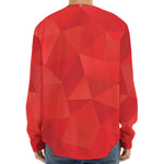Red Polygonal Geometric Print Long Sleeve Baseball Jersey