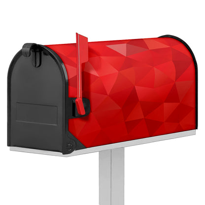 Red Polygonal Geometric Print Mailbox Cover
