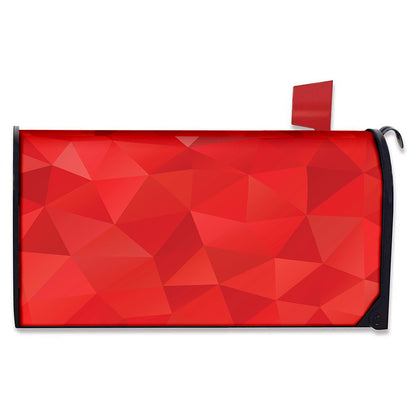 Red Polygonal Geometric Print Mailbox Cover