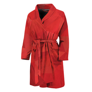 Red Polygonal Geometric Print Men's Bathrobe