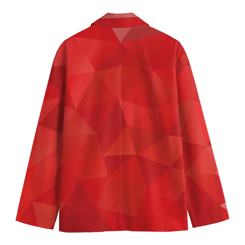 Red Polygonal Geometric Print Men's Blazer