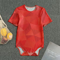 Red Polygonal Geometric Print Men's Bodysuit