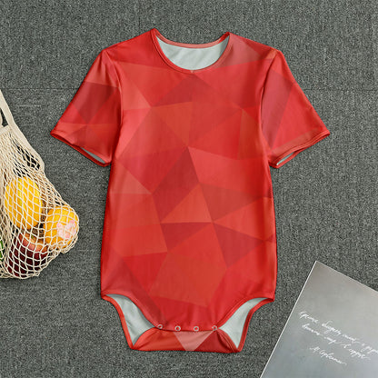 Red Polygonal Geometric Print Men's Bodysuit