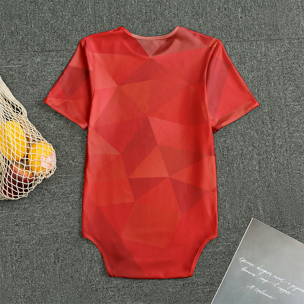 Red Polygonal Geometric Print Men's Bodysuit