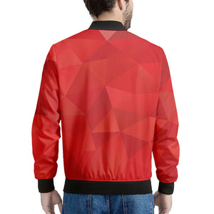 Red Polygonal Geometric Print Men's Bomber Jacket