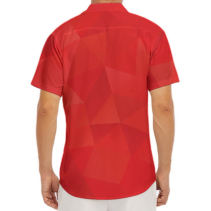 Red Polygonal Geometric Print Men's Deep V-Neck Shirt