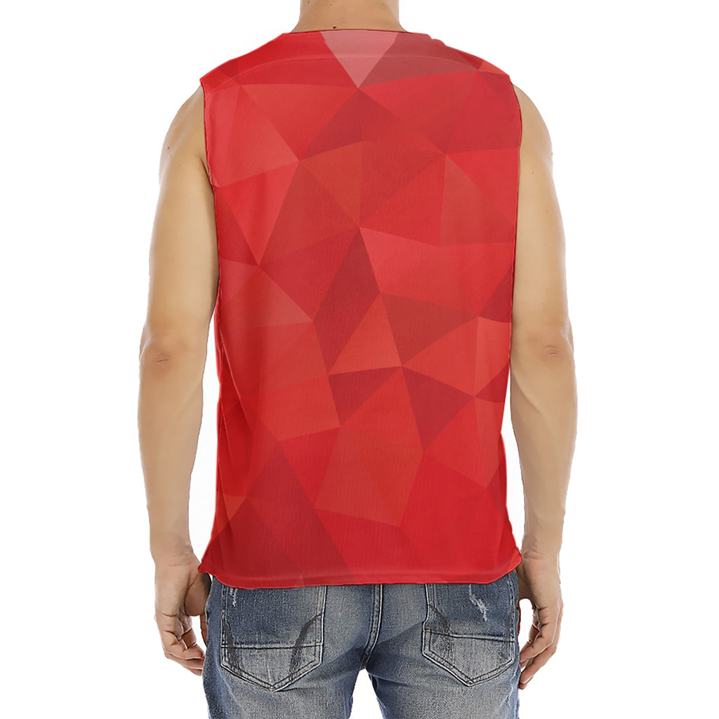 Red Polygonal Geometric Print Men's Fitness Tank Top