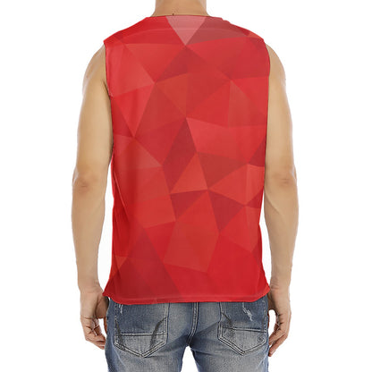Red Polygonal Geometric Print Men's Fitness Tank Top