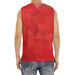 Red Polygonal Geometric Print Men's Fitness Tank Top