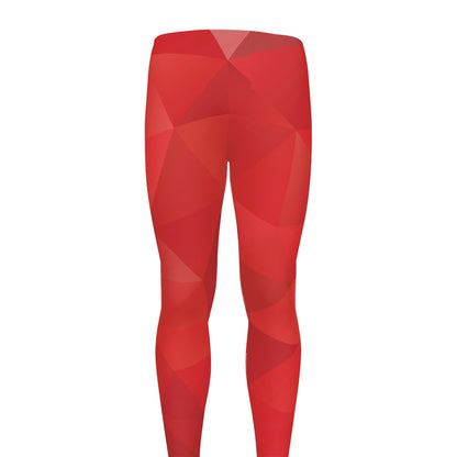 Red Polygonal Geometric Print Men's leggings