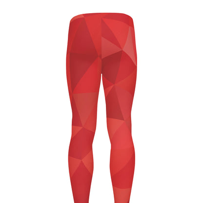 Red Polygonal Geometric Print Men's leggings