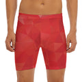 Red Polygonal Geometric Print Men's Long Boxer Briefs