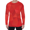 Red Polygonal Geometric Print Men's Long Sleeve T-Shirt