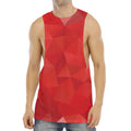 Red Polygonal Geometric Print Men's Muscle Tank Top