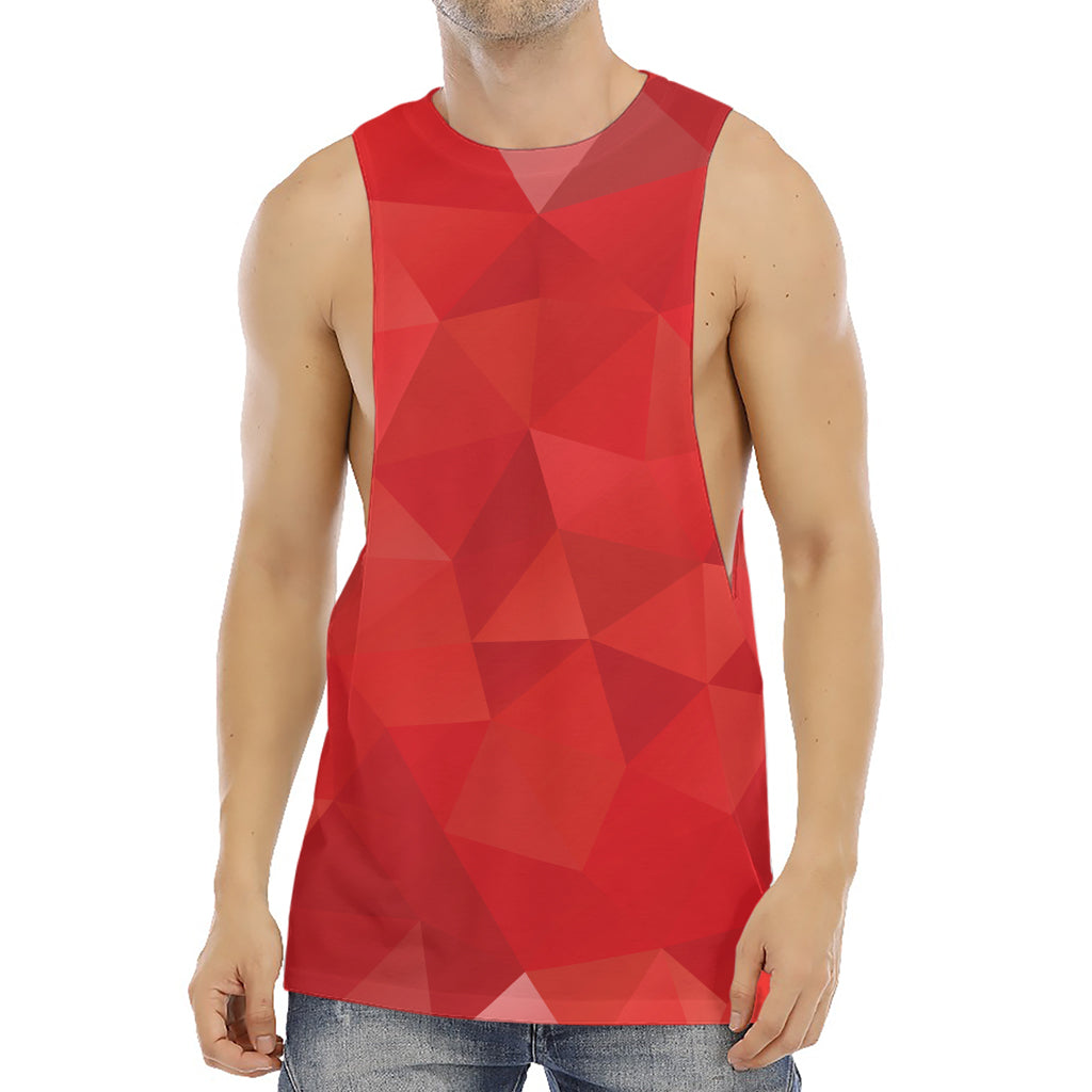 Red Polygonal Geometric Print Men's Muscle Tank Top