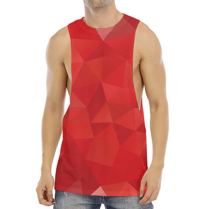 Red Polygonal Geometric Print Men's Muscle Tank Top