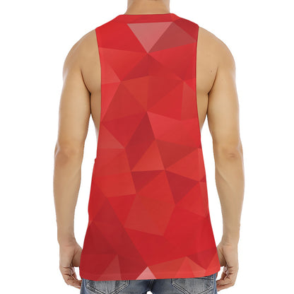 Red Polygonal Geometric Print Men's Muscle Tank Top