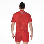 Red Polygonal Geometric Print Men's Rompers