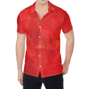 Red Polygonal Geometric Print Men's Shirt