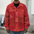 Red Polygonal Geometric Print Men's Shirt Jacket