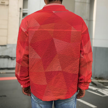 Red Polygonal Geometric Print Men's Shirt Jacket