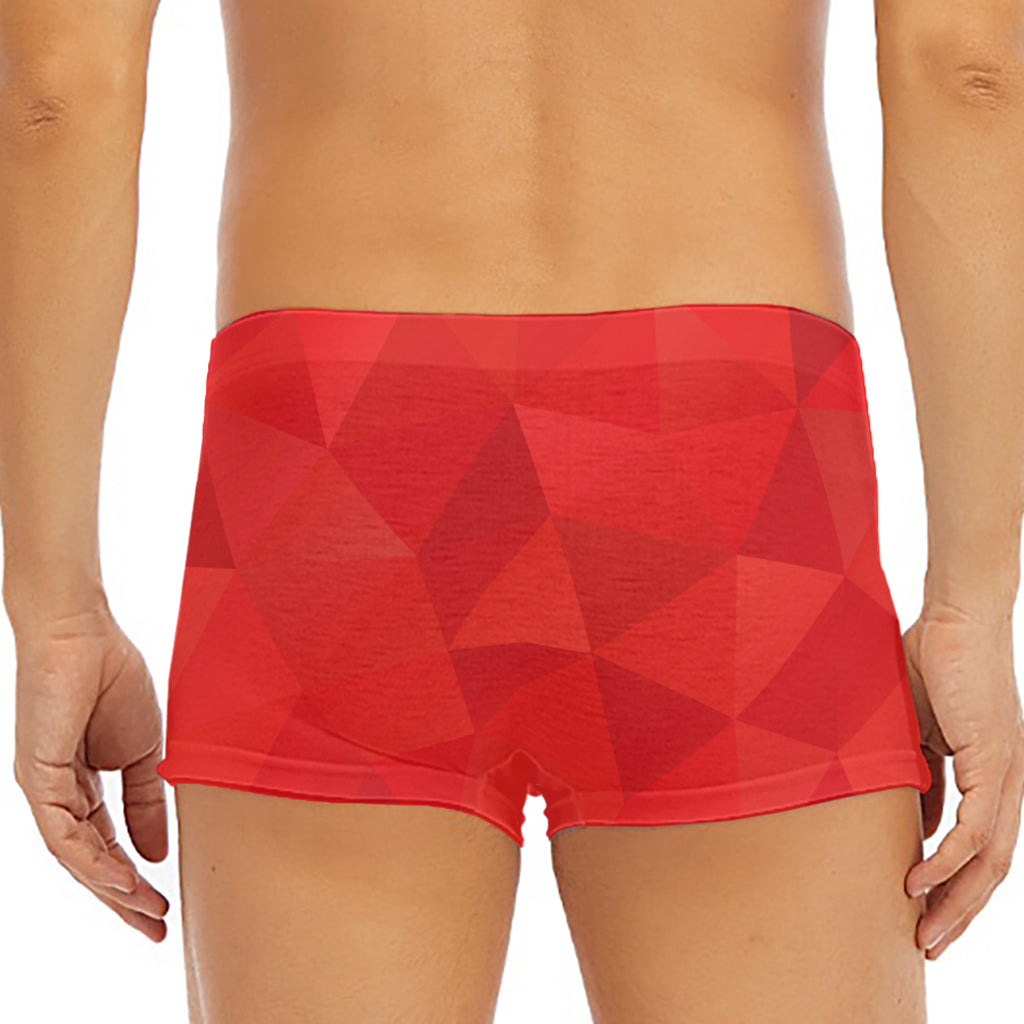 Red Polygonal Geometric Print Men's Short Boxer Briefs