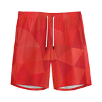 Red Polygonal Geometric Print Men's Sports Shorts