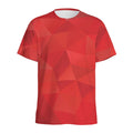 Red Polygonal Geometric Print Men's Athletic T-Shirt