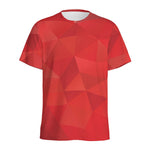Red Polygonal Geometric Print Men's Sports T-Shirt