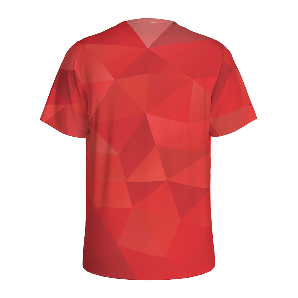 Red Polygonal Geometric Print Men's Sports T-Shirt