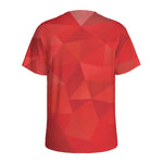 Red Polygonal Geometric Print Men's Sports T-Shirt