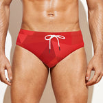 Red Polygonal Geometric Print Men's Swim Briefs