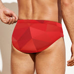 Red Polygonal Geometric Print Men's Swim Briefs