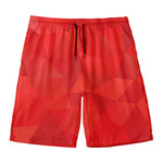 Red Polygonal Geometric Print Men's Swim Trunks