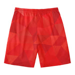 Red Polygonal Geometric Print Men's Swim Trunks