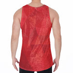 Red Polygonal Geometric Print Men's Velvet Tank Top