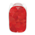 Red Polygonal Geometric Print Mesh Laundry Hamper
