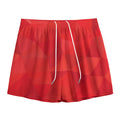 Red Polygonal Geometric Print Mesh Shorts
