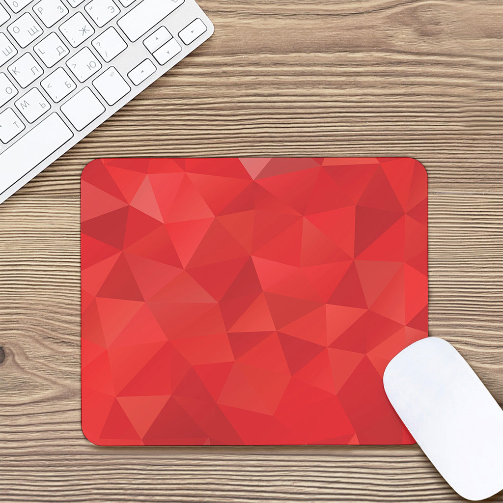 Red Polygonal Geometric Print Mouse Pad