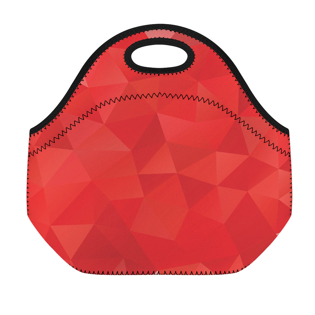 Red Polygonal Geometric Print Neoprene Lunch Bag