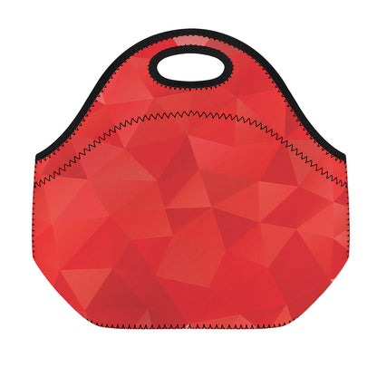 Red Polygonal Geometric Print Neoprene Lunch Bag