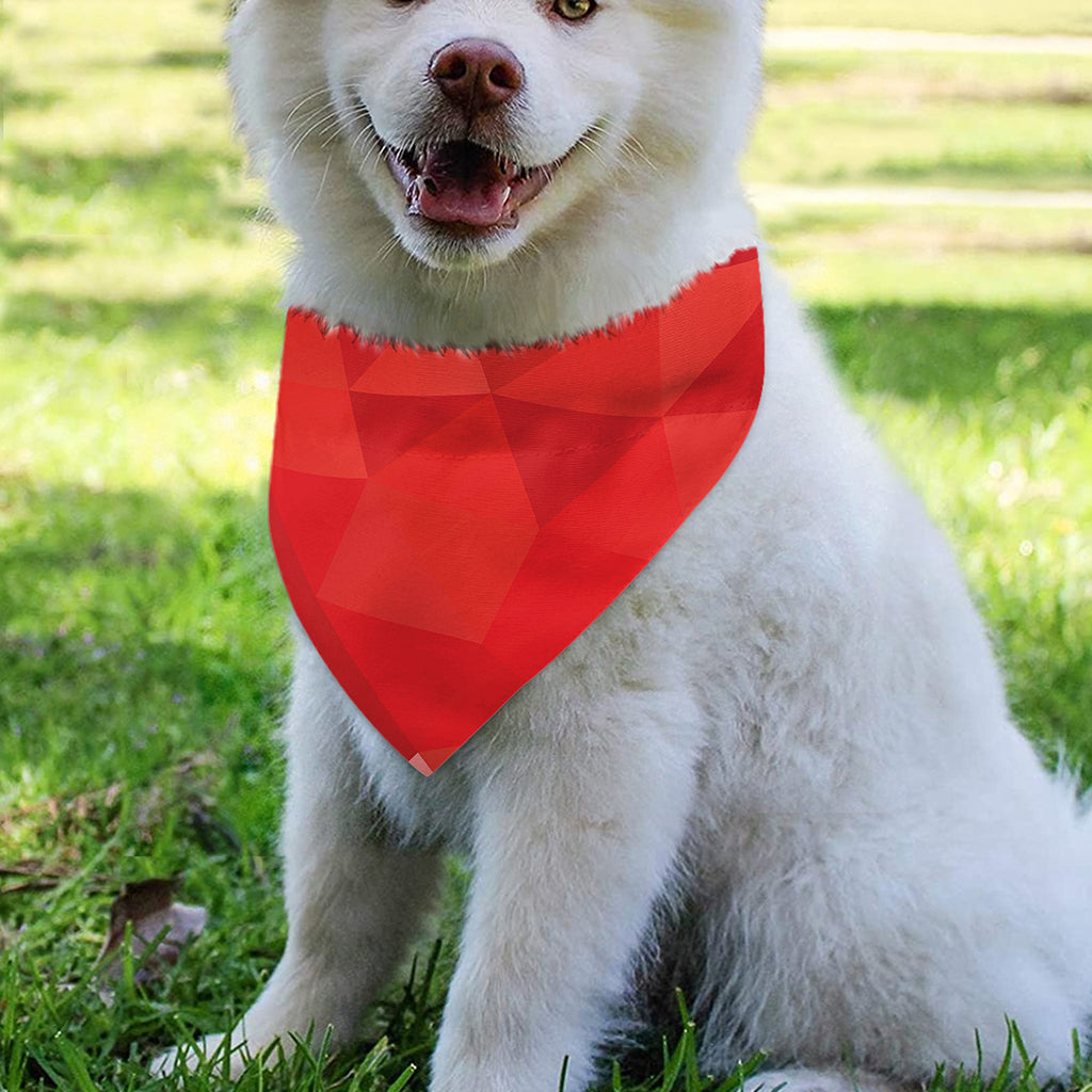 Red Polygonal Geometric Print Over The Collar Dog Bandana