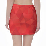 Red Polygonal Geometric Print Pencil Mini Skirt