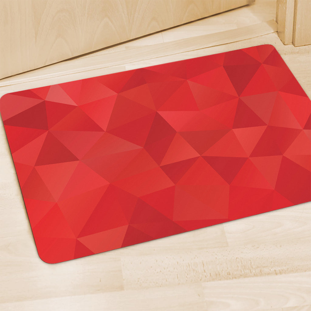 Red Polygonal Geometric Print Polyester Doormat