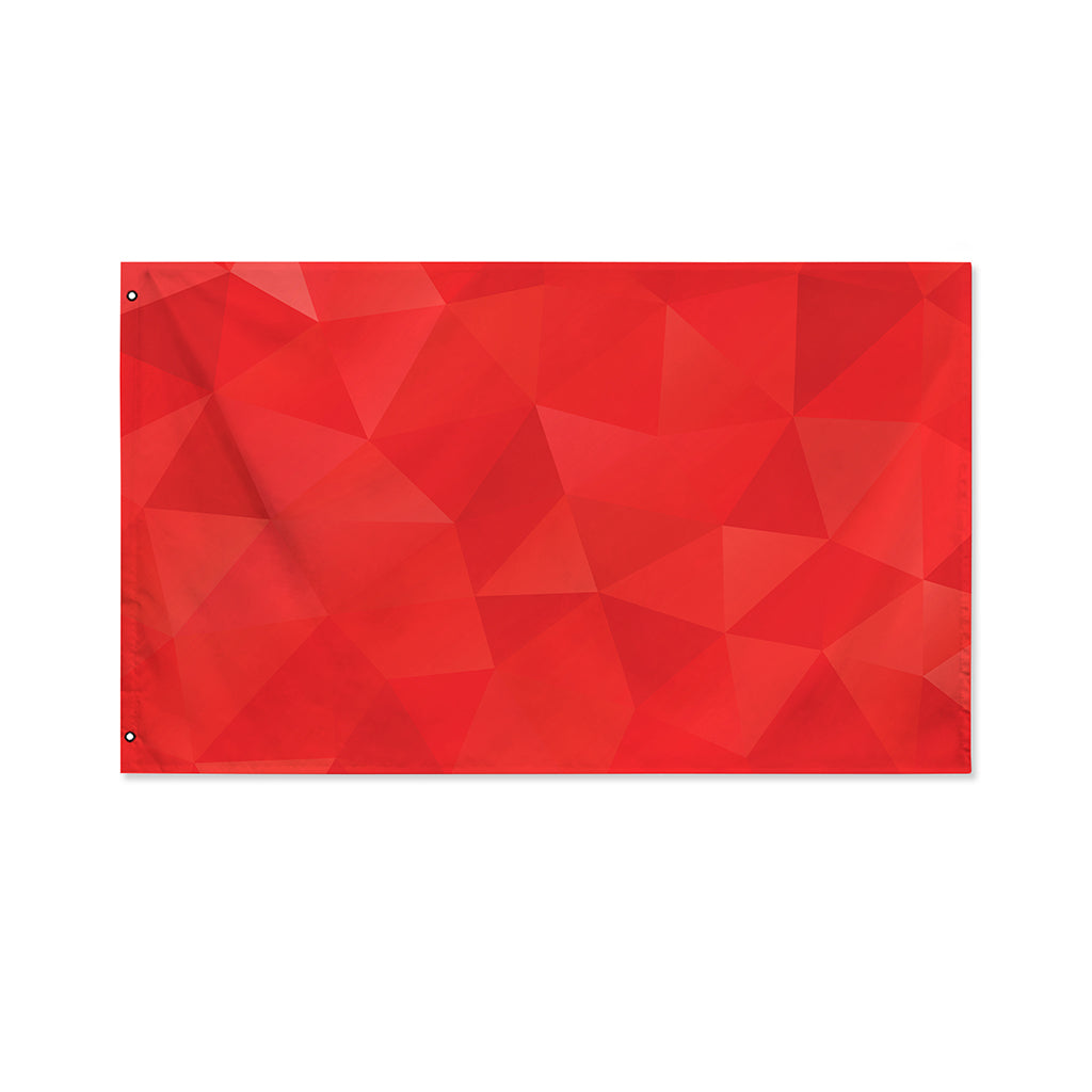 Red Polygonal Geometric Print Polyester Flag