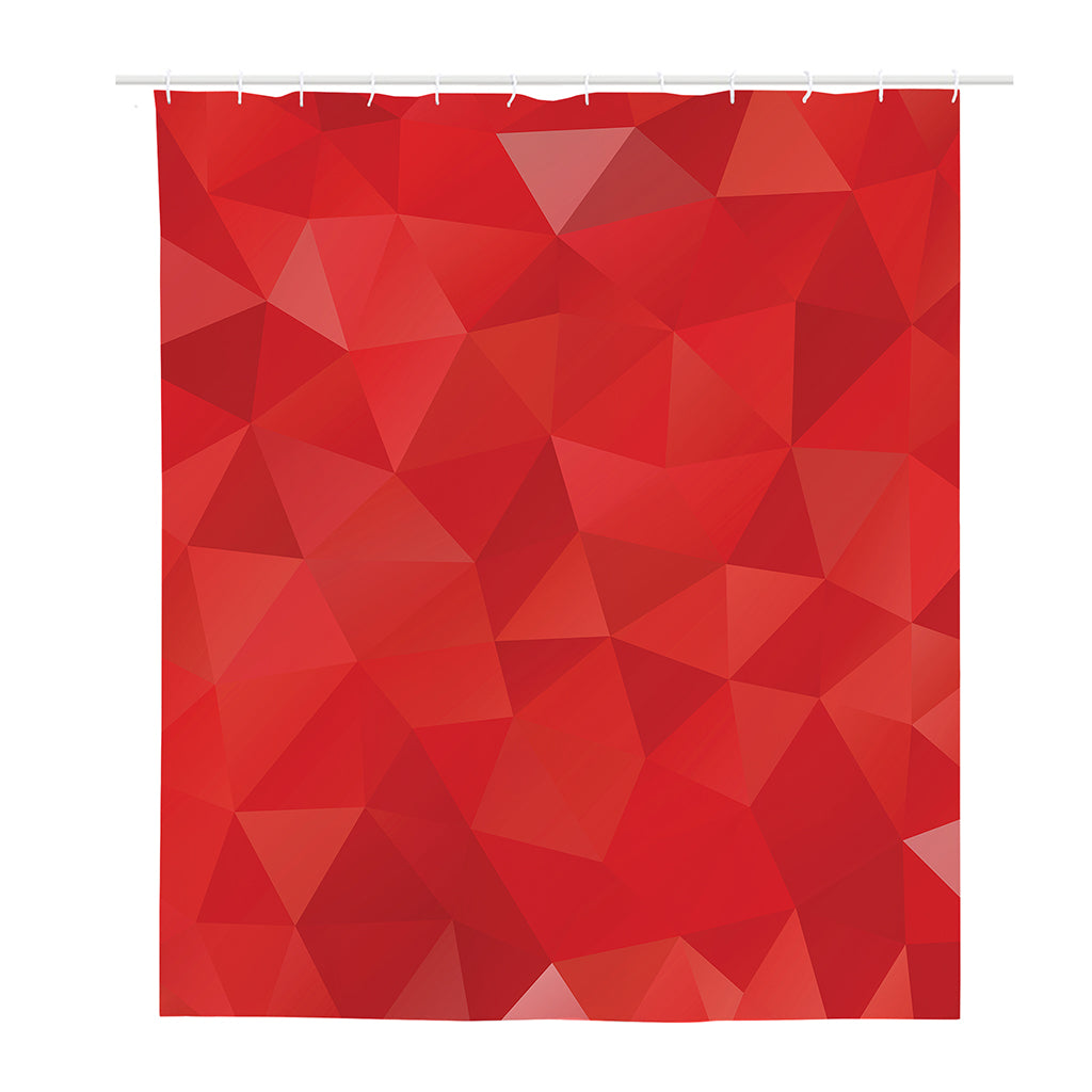 Red Polygonal Geometric Print Polyester Shower Curtain