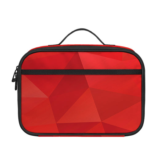 Red Polygonal Geometric Print Portable Lunch Bag