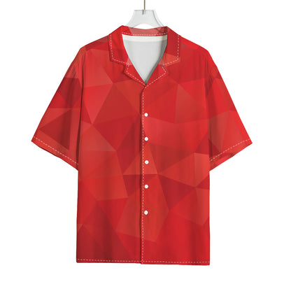 Red Polygonal Geometric Print Rayon Hawaiian Shirt