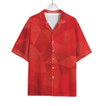 Red Polygonal Geometric Print Rayon Hawaiian Shirt
