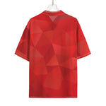 Red Polygonal Geometric Print Rayon Hawaiian Shirt